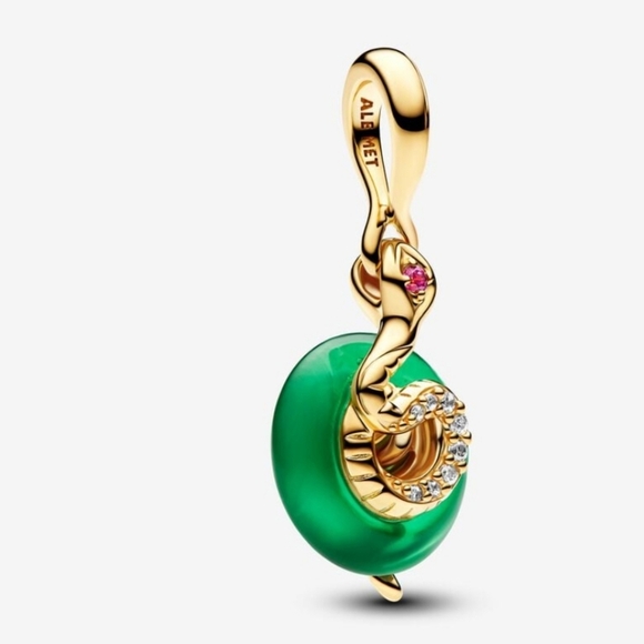 Pandora Snake Green Murano Glass Dangle Charm - Picture 8 of 8